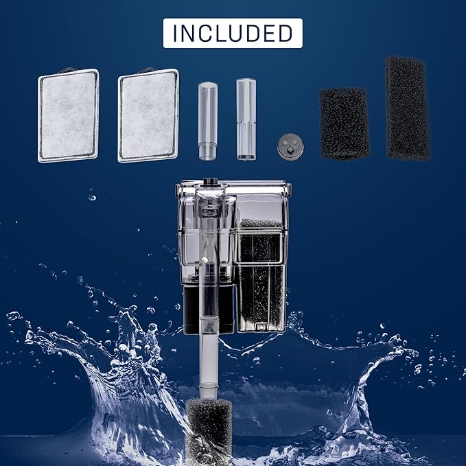 Mighty Aquarium Hang On Back Filter - Aquarium HOB Filter - Adjustable Fish Tank Filter - Aquarium Filters - Nano Aquarium Filter - Fish Aquarium Filter - Hang On Back Aquarium Filter (4-10 Gallons)