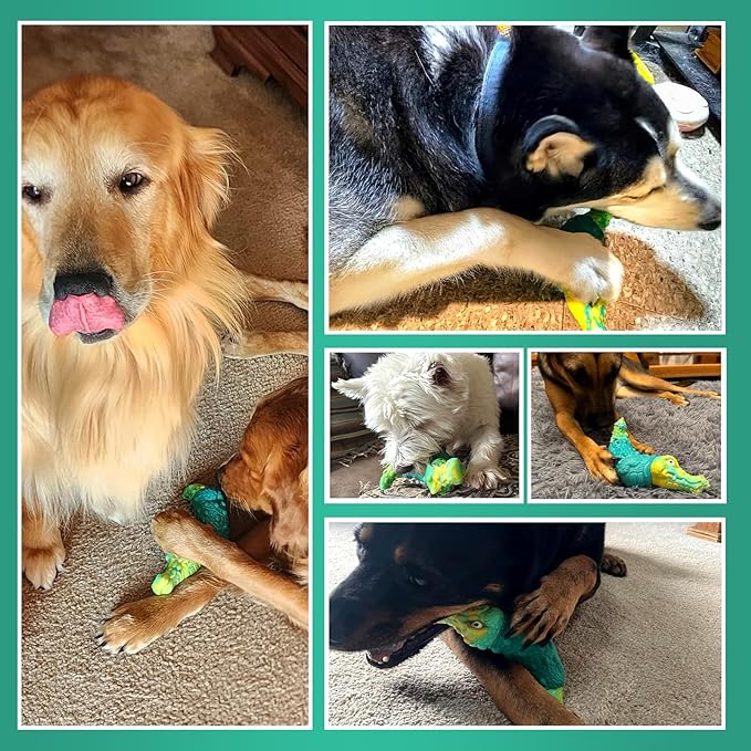 Dog Toys for Aggressive Chewers - Indestructible Dog Toy Squeaky Chew Toys to Keep Them Busy for Large and Medium Breeds, Bacon Flavor (Yellow Green)