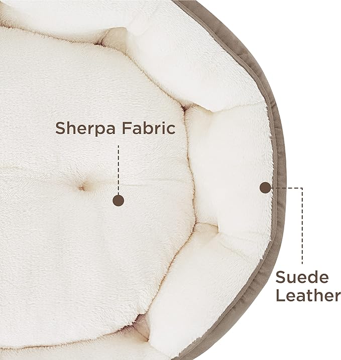 Bedsure Dog Beds for Small Dogs - Round Medium Cat Beds for Indoor Cats, Washable Pet Bed for Puppy and Kitten with Slip-Resistant Bottom, 25 Inches, Taupe