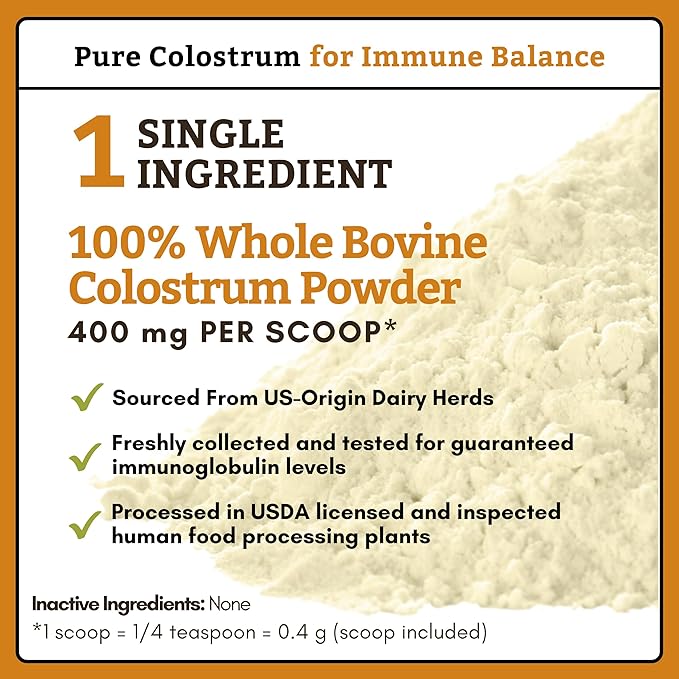 Wholistic Pet Organics Bovine Colostrum Powder - 2 Oz - Seasonal Dog Allergy Relief - Itch Relief for Dogs - Natural Anti Itch Supplement for Dogs - Made in USA - Alternative to Dog Allergy Chews
