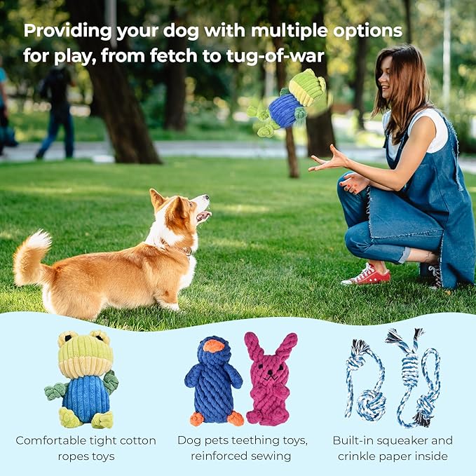 Dog Rope Chew Toys for Aggressive Chewers - 5 Pack Interactive Tug of War Rope for Teeth Cleaning, Puppy Ropes Safe Material for Small Medium Large Dogs Pets