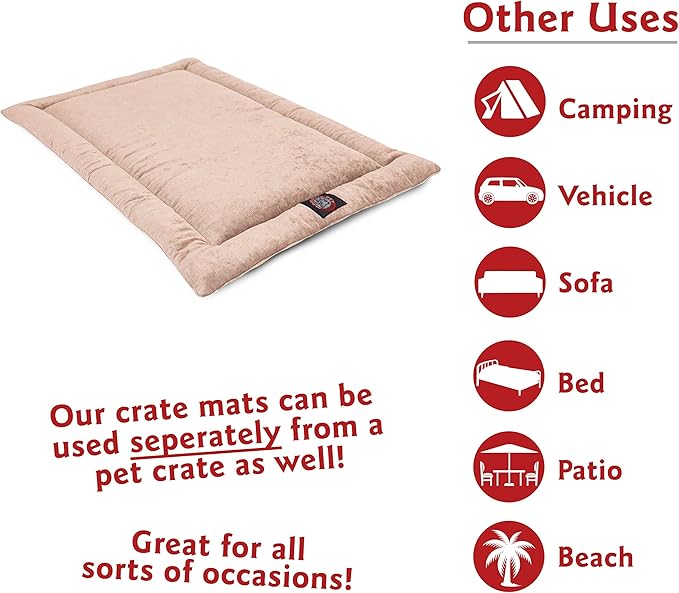 Majestic Pet Orthopedic Memory Foam Dog Crate Mat - Plush Pet Bed Pad for Crates & Kennels | USA Crafted | 30"x21" Villa Pearl