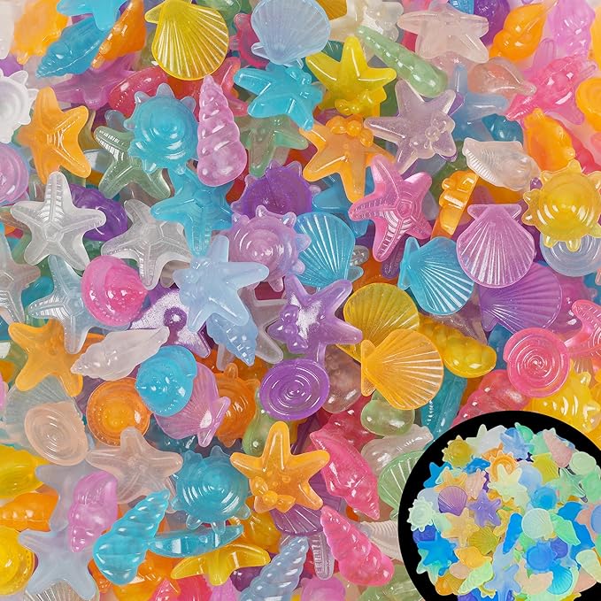 Kaiyuan Dynasty 300pc Sea Glow in The Dark Rocks Aquarium Glow Stones Rocks for Fish Tank Glow Pebbles for Fairy Garden,Yard,Bonsai,DIY Crafts,Color
