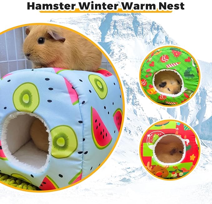 Guinea Pig Hideout - Thicken Washable Christmas Style(Green) Small Animal House Cage Accessories for Guinea Pig,Mouse,Chinchillas, Hamsters,Hedgehogs,Ferrets,Bearded Dragons & Rats