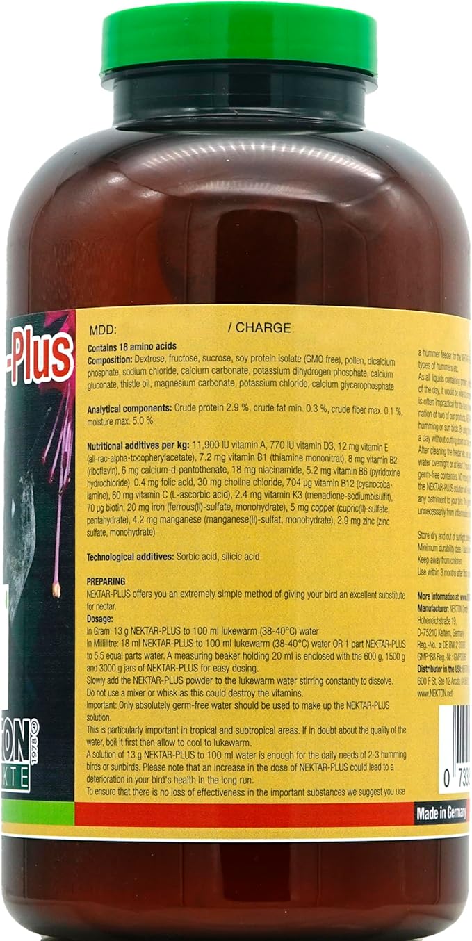 Nekton Nektar-Plus Complete Diet for Hummingbirds 600gm / 21.16oz