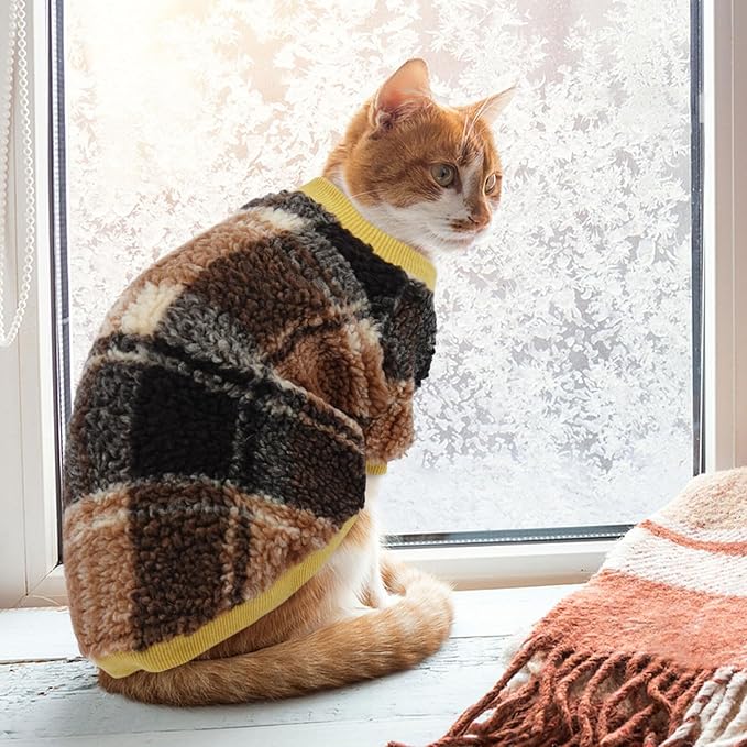 Cat Clothes -2 Legged Pullover Cat Sweater Soft Warm Pet Apparel Kitten Clothes for Kittens Only Elastic, Yellow S