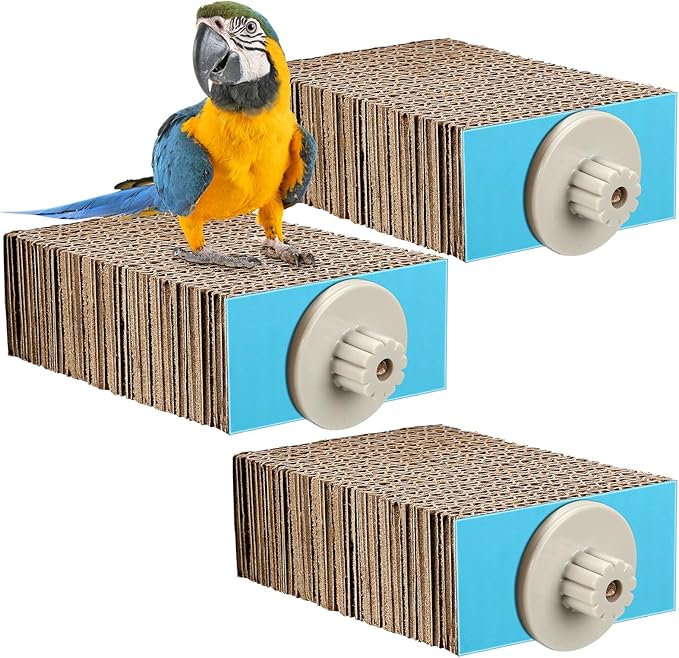 3 Pcs Bird Chew Toys Parrot Perch Cardboard Platform for Cage Bird Paw Grinding Stand Parrot Cage Playground Exercise Toys for Macaws Small Parakeets Budgies Conure Cockatiel (Small)