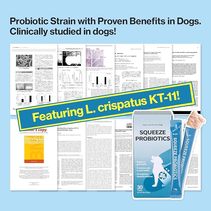 Dr.by Squeeze Probiotics for Dogs Gut Health Immunity Skin&Alllergy Care Diarrhea Relief Digestive Stomach Support with L. crispatus KT-11 Lickable Paste Formula Individually Packaged, Chicken