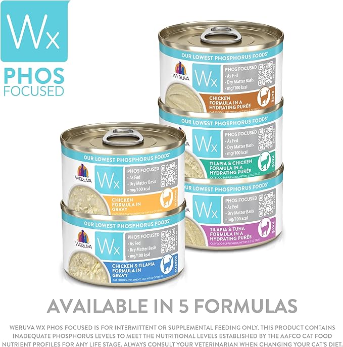 Weruva Wx Phos Focused, Chicken Formula in a Hydrating purée, 3oz Can (Pack of 12)