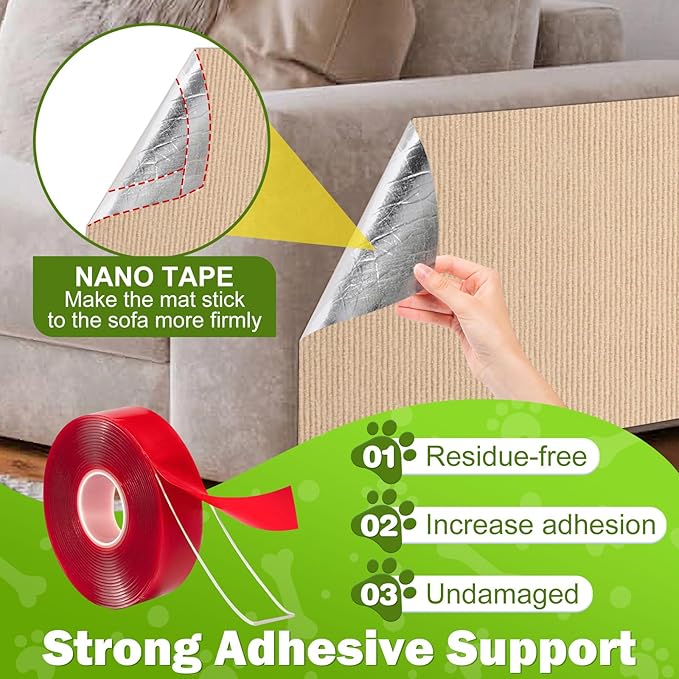 23.6x15.8 Couch Wall Corner Protection for Indoor Cats,Anti Scratch Furniture Protector from Cats Scratching,Trimmable Climbing Cat Scratcher Pad Play Mat Easy Use for Cat Board/Door/Carpet