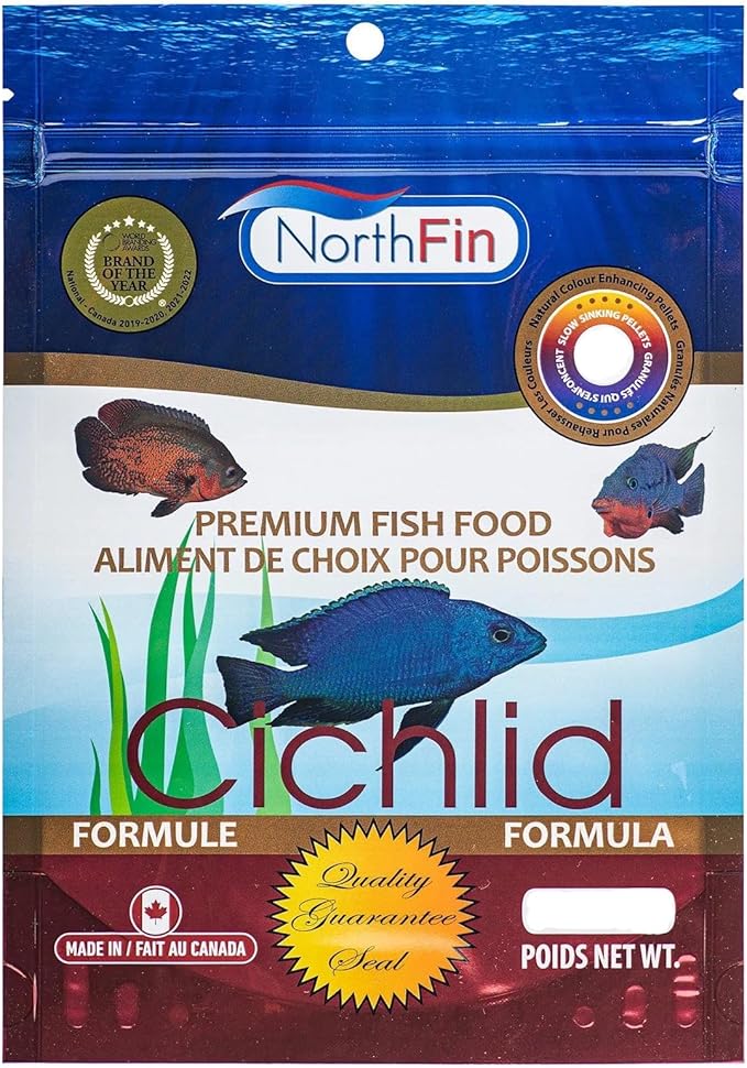 NorthFin Cichlid Formula Fish Food – Slow Sinking Pellets for Cichlids (1mm, 2.5kg) | Premium High-Protein, All-Natural Cichlid Diet to Enhance Color & Growth – No Fillers, No Hormones, Made in Canada