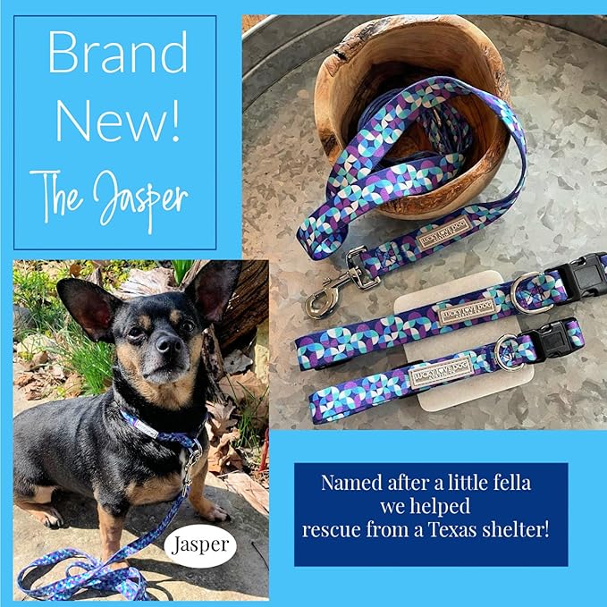Lucky Love Dog - Adjustable Dog Collar and Leash Set with Easy Click Buckle for Small to Large Dogs, Durable, & Comfortable Collar for Male & Female Dogs, Puppies & Adult Ones - Jasper Combo, Small