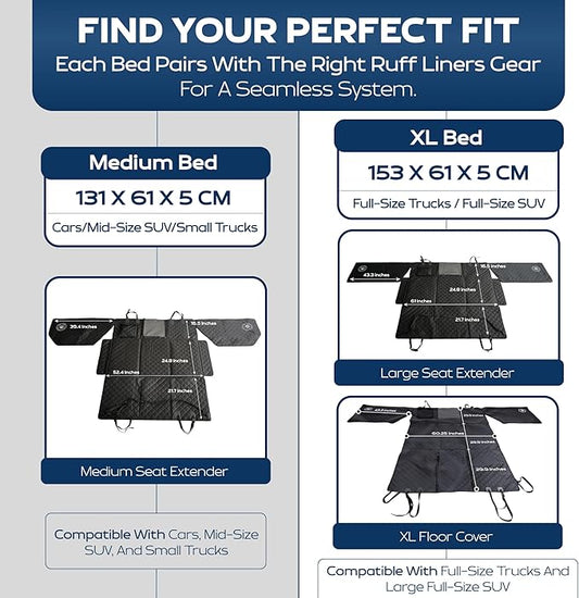 Dog Bed for Car Back Seat, Extra Large Black – As Seen on Shark Tank – Fits Large Seat Extender & XL Floor Cover – Waterproof, Machine-Washable – Dog Mat for Car with Rebound Foam Comfort