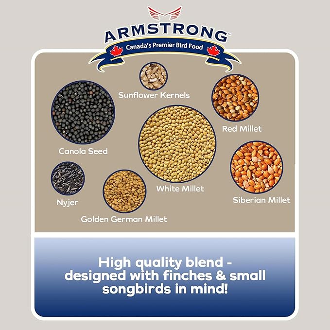 Armstrong Wild Bird Food Favourite Finch Bird Seed Blend, 10 Pounds - with White Millet, Canola, Nyjer and Sunflower Kernel Chips for American Goldfinches, House Finches & Songbirds