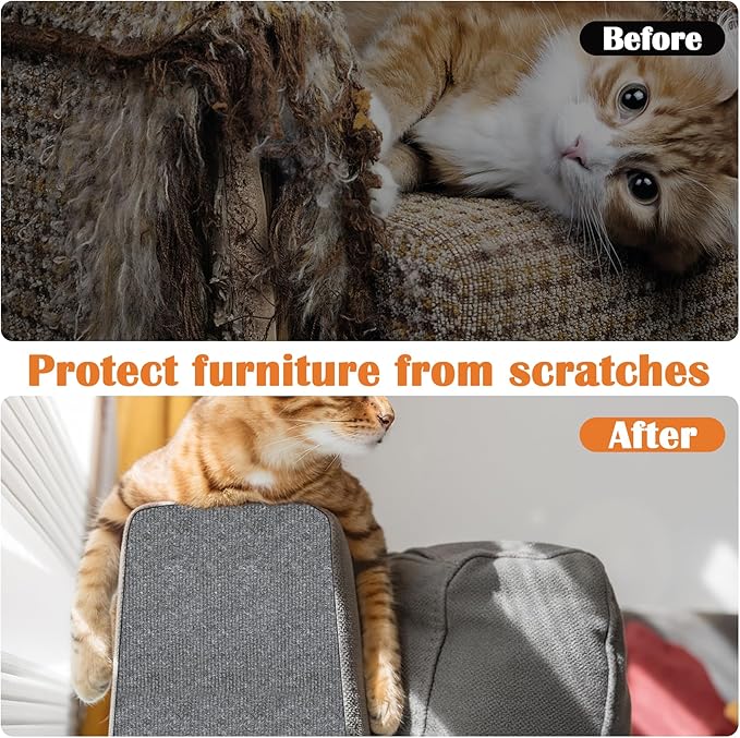 Cat Scratch Furniture Protector - 78.7" x 13.8" Trimmable Self-Adhesive Cats Claws Scratch Pads, DIY Cat Climbing Couch Protector for Scratch Post Cat Tree Replacement Indoor (Light Gray)