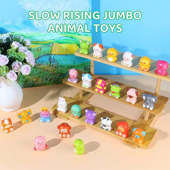 LiYiQ 48Pcs Animal Squishy Toys Stress Balls for Adults Squishy Fidget Toys Desk Pets Fidget Pack Bulk with Squishy Monkey Cat Dog Squishy Balls Party Favors Goodie Bag Stuffers for Classroom Exchange