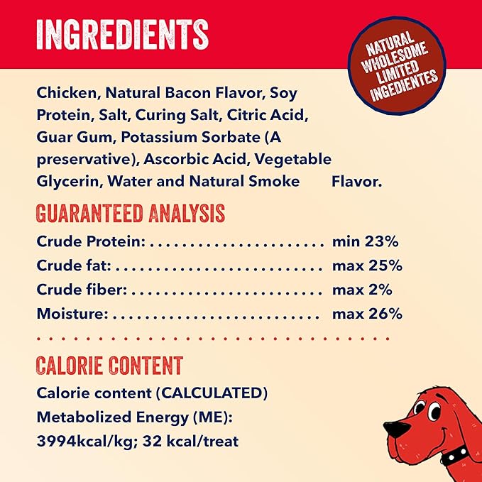 Clifford The Big Red Dog Soft Training Treats for Puppies and Dogs – Healthy, High Protein, Grain Free, Soft Puppy Treats for Small Dogs and Large – Real Chicken Sausage – 6oz