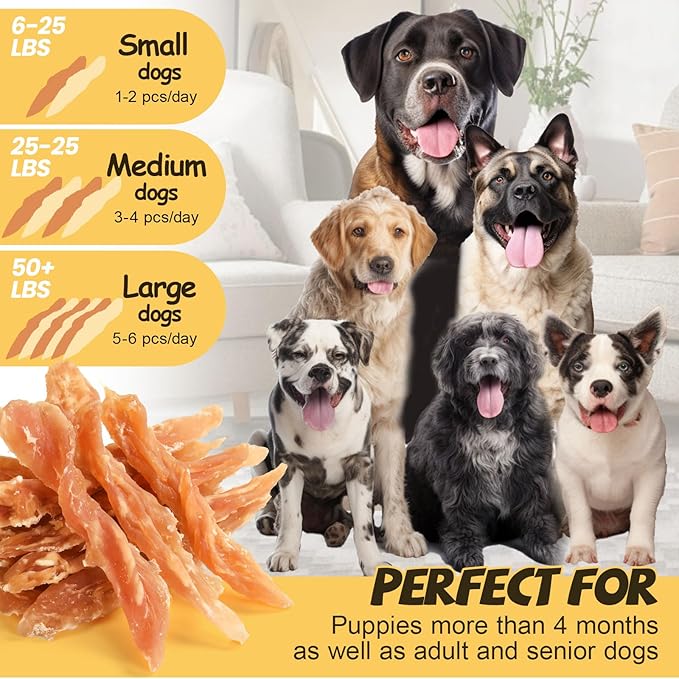 ASMPET Chicken Jerky Dog Treats Chews, Made with 100% Real Chicken Breast (10.6 oz)