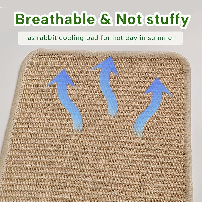 KEYIDE 2Pcs Rabbit Scratching Pad, Natural Sisal Bunny Scratch Mats for Nails Grinding Claw Boards for Cage Pet Guinea Pigs Chinchillas Rats Ferrets Sleeping Playing, 16"X12"