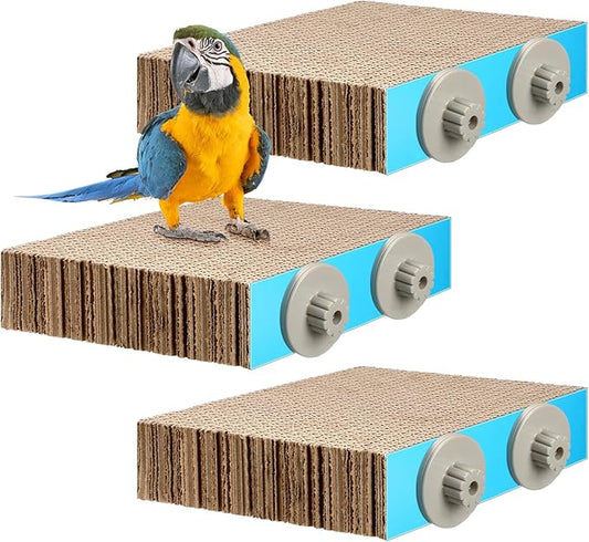 3 Pcs Bird Chew Toys Parrot Perch Cardboard Platform for Cage Bird Paw Grinding Stand Parrot Cage Playground Exercise Toys for Macaws Small Parakeets Budgies Conure Cockatiel(Medium)