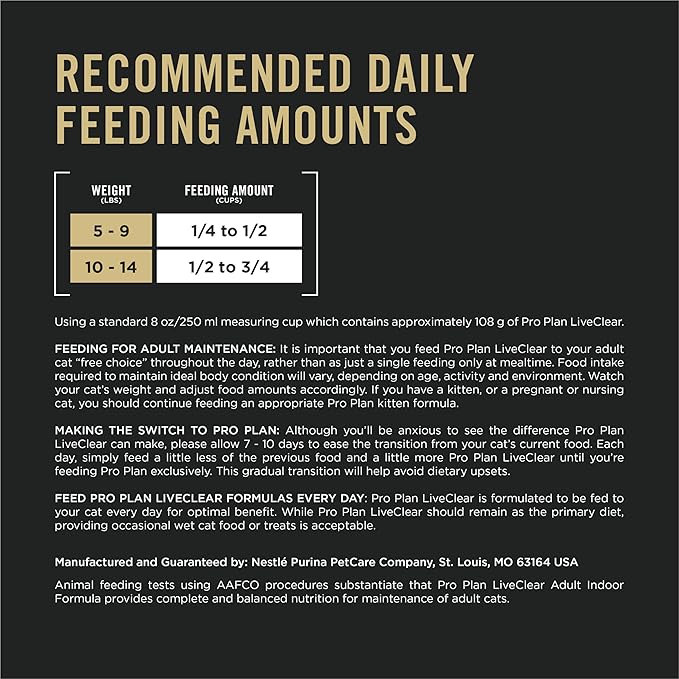 Purina Pro Plan Indoor Cat Food LiveClear Cat Allergen Reducing Turkey and Rice Formula - 3.2 lb.