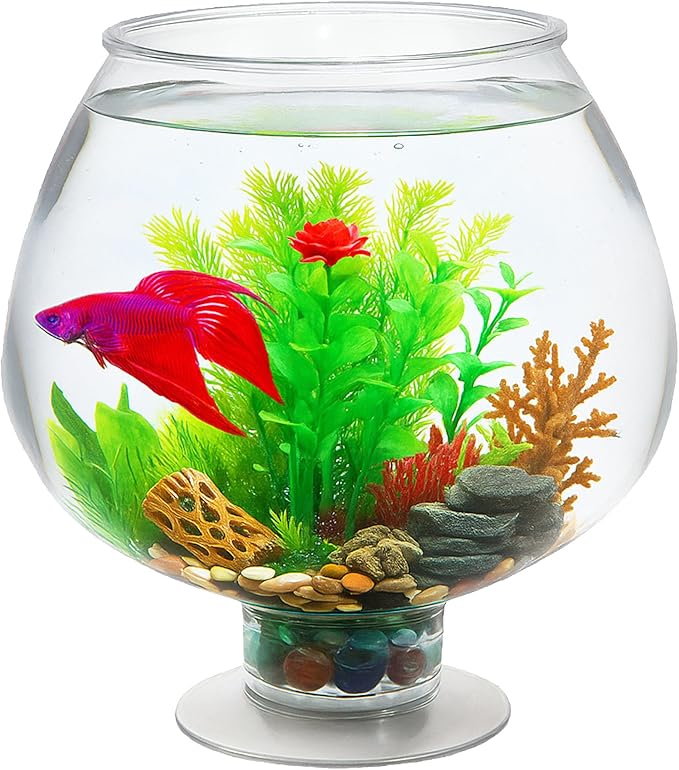 Koller Products 1.7 Gallon Brandy Snifter Fish Bowl, Impact-Resistant Plastic, Ideal for Party Events, Home Decor, Betta Bowl
