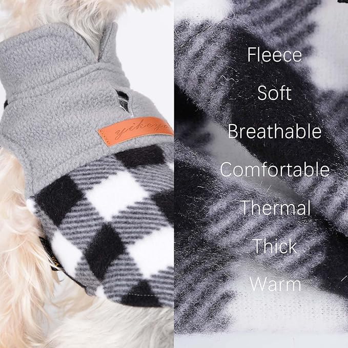 Dog Winter Clothes Fleece Plaid Dog Vest for Winter Warm Soft Sweater for Small Medium Dog Cat Cute Puppy Kitten Clothes Cat Sweaters (Small, Grey)