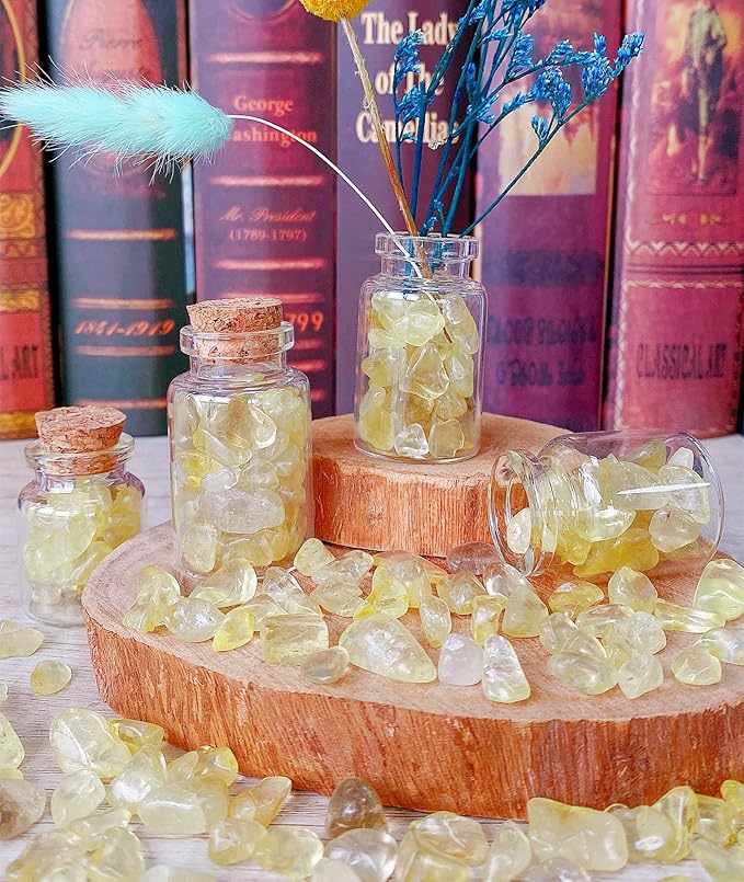 0.6lb Citrine Crystals Quartz Tumbled Stones Chips Stone Crushed Crystal Natural Irregular Polished Rocks Gem Gravel Home Decoration Aquarium Tank Succulent Plants Vase Filler Landscape Bottom 250G