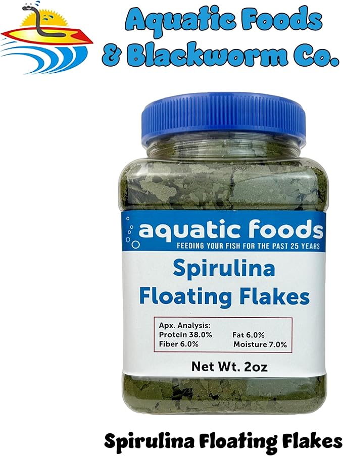 Aquatic Foods Inc. Premium Spirulina Flakes for African Cichlids, All Central and South American Cichlids, Koi, All Community Tropical Fish Also Pellet Mix, Wafer Mix Included…2oz