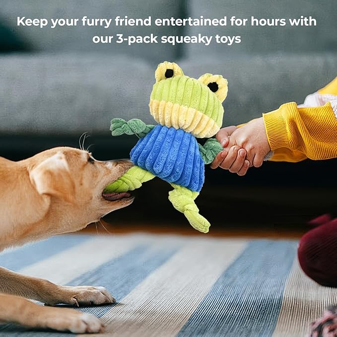 Durable Interactive Squeaky Dog Toys 3-Pack – Tough Chew Toys for Aggressive Chewers & Puppies, Long-Lasting Plush Toy Bundle for Medium/Small Dogs – Noise-Making Pet Gifts to Keep Dogs Busy