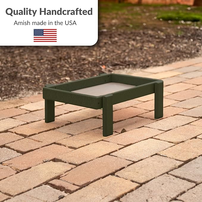 Amish American Made Platform Bird Feeder, Free Standing Ground Bird Feeders for Outdoors, with Raised Seed Tray for Wild Birds, Chicken, Squirrel, Gift for Birdwatchers (Turf Green)