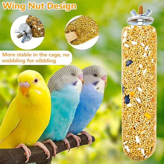 6PCS Parakeet Treat,Natural Parrots Treat Sticks,Vegetable & Grain Style Crunch Sticks,Bird Treats for Cockatiel Budgies Lovebirds Canary Conure Finches