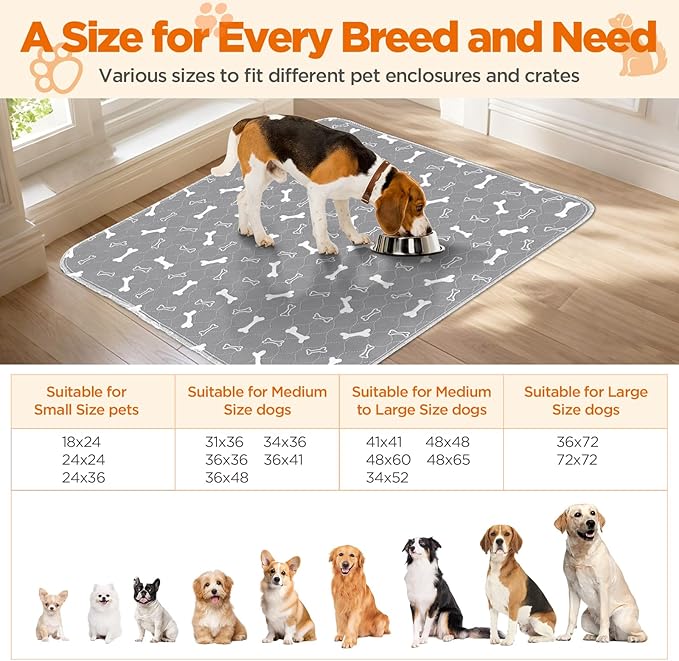 Washable Pee Pads for Dogs, Extra Large 2 Pack 36”x72” Dog Pee Pads Washable, Waterproof Puppy Pads Mat Reusable Fast Absorbent Dog Potty Training Pads, Whelping Pads for Playpen Crate