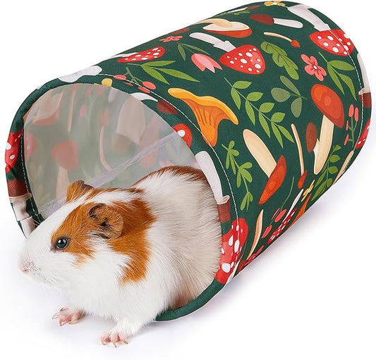 Bienbee Guinea Pig Tunnel, Washable Guinea Pig Hideout,Foldable Rabbit Tunnel Guinea Pigs Toys for Bunny Hamster Chinchilla Ferret Rabbit Guinea Pigs Accessories Mushroom