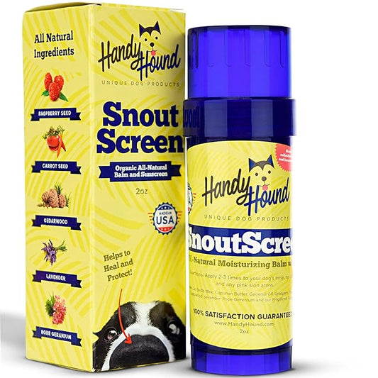 SnoutScreen Dog Nose Balm and Paw Balm, Moisturizing Formula for Dry or Cracked Noses, Vet Recommended, Made in USA, Protects Against UVB and UVC Rays, 2 oz