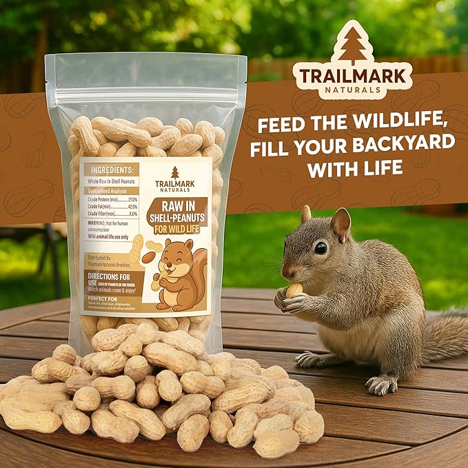 5 LB - Raw Peanuts For Squirrels, Raw In Shell Peanuts For Birds and Wildlife- Squirrel Food, Wild Bird Seed - Grown in The USA