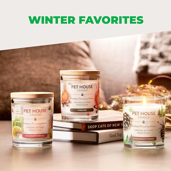 One Fur All Pet House Christmas Candles, Long Lasting, Clean Burning, Soy Wax Scented Pet Friendly Candles for Odor, Gingerbread Cookies, 2 Pack