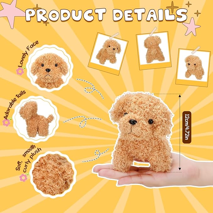 Sumind 9 Pcs 4 5 Mini Plush Stuffed Puppy Dog Party Favor Small Dog Stuffed Animal Bulk Soft Toy Doll Cute for Kids Gift Graduation Stocking Stuffers Baby Shower Birthday(Long Plush Puppy)