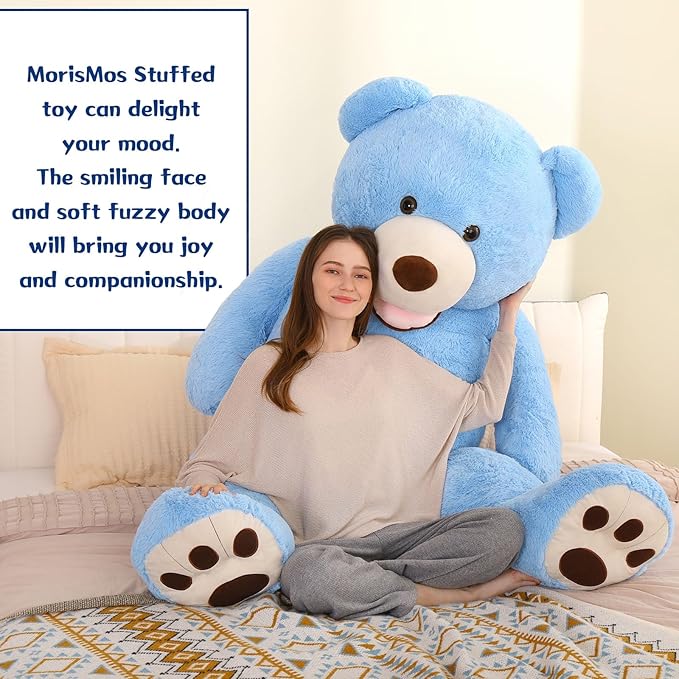 MorisMos Giant Teddy Bear Plush 6ft, Life Size Huge Blue Teddy Bears for Girlfriend, 6 Foot Large Big Stuffed Animal Gifts Lover on Valentines, Anniversary, Birthday