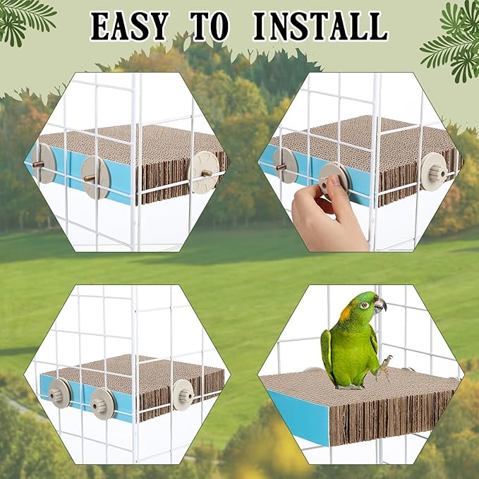 3 Pcs Bird Chew Toys Parrot Perch Cardboard Platform for Cage Bird Paw Grinding Stand Parrot Cage Playground Exercise Toys for Macaws Small Parakeets Budgies Conure Cockatiel(Large)