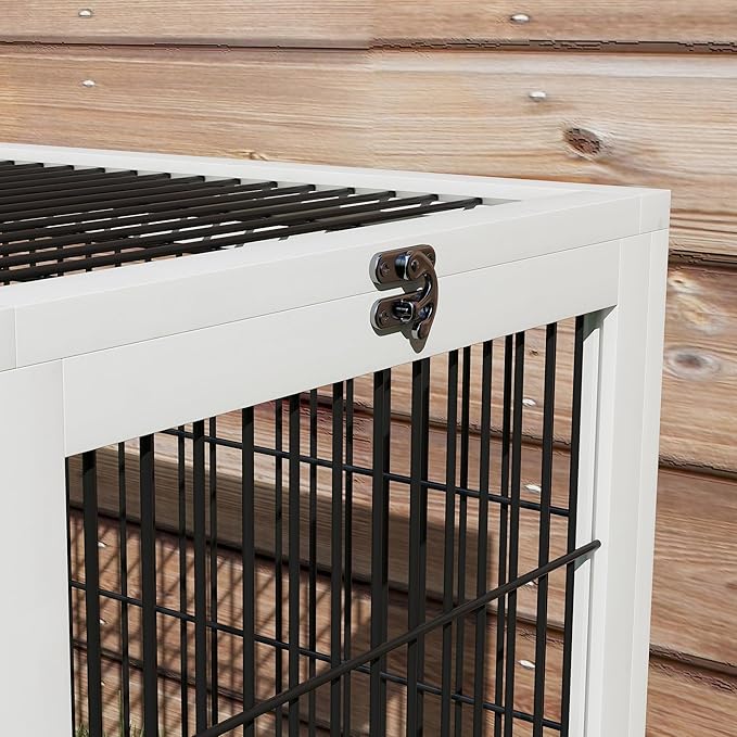 PawHut 2 Levels Outdoor Rabbit Hutch with Openable Top, 59" Wooden Large Rabbit Cage with Run Weatherproof Roof, Removable Tray, Ramp, Dark Gray