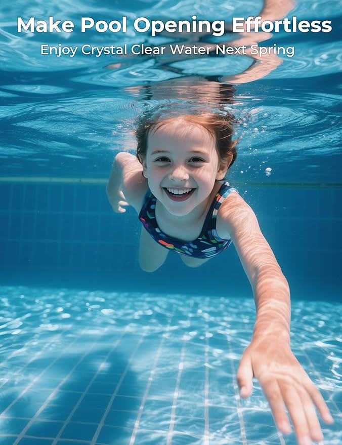 4-in-1 Winter Pool Closing Kit for Above-Ground & In-Ground Pools, Treats Up to 15,000 Gallons Pool Winterizing Kit, Long-Lasting Easy-to-Use Swimming Pool Clarifier & Enzyme (1-Pack)