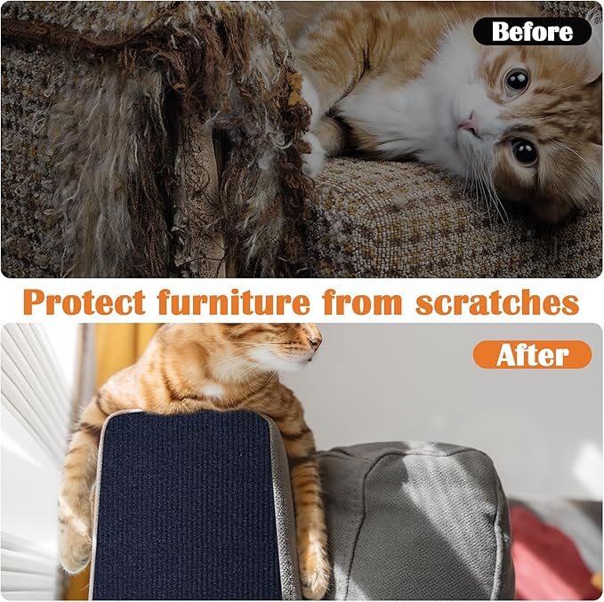 Cat Scratch Furniture Protector - 138" x 13.8" Trimmable Self-Adhesive Cats Claws Scratch Pads, DIY Cat Climbing Couch Protector for Scratch Post Cat Tree Replacement Indoor (Dark Blue)