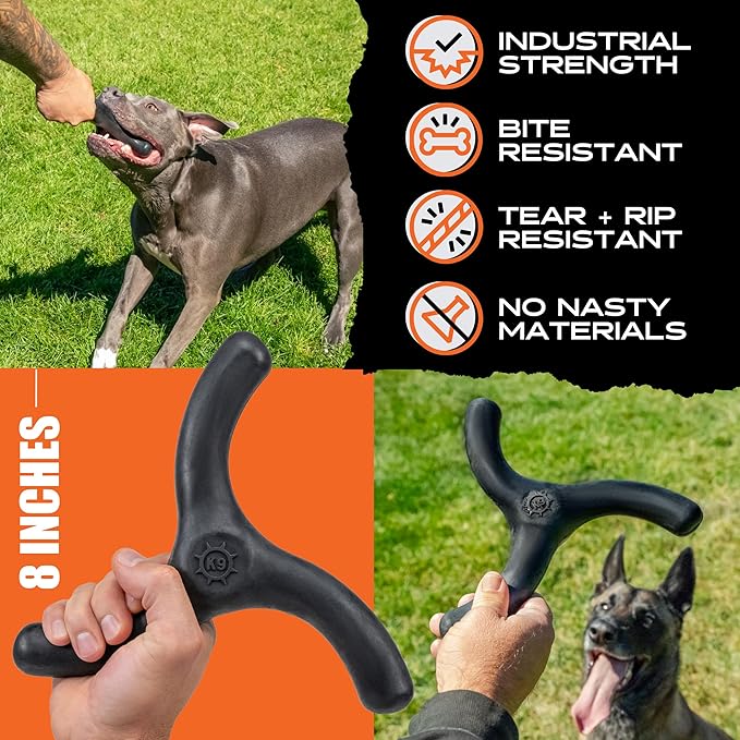 Monster K9 Indestructible Dog Toy – Lifetime Replacement - Durable Chew Toy for Aggressive Chewers - Safe Non-Toxic Natural Rubber - Chew, Tug & Fetch - Tough, Heavy Duty - Med/Large Breed, 8” Wide
