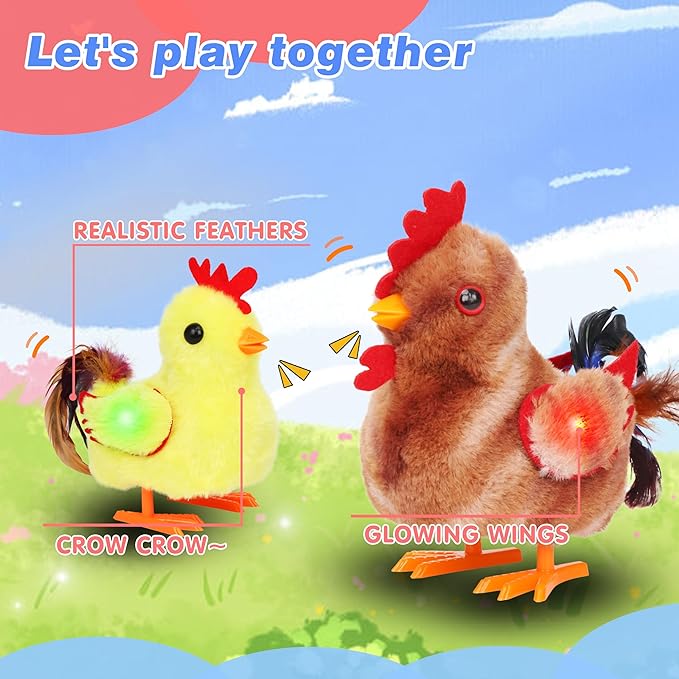 Hopearl Walking Chicken Pet Crow Chick Interactive Electronic Plush Toy Farm Animals Animated Gifts for Toddlers Birthday, Yellow, 8''