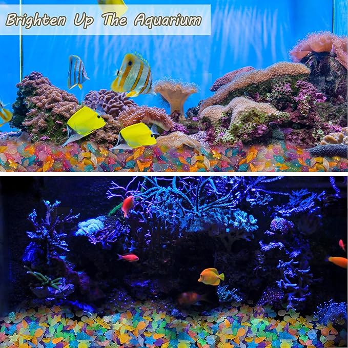 Kaiyuan Dynasty 300pc Sea Glow in The Dark Rocks Aquarium Glow Stones Rocks for Fish Tank Glow Pebbles for Fairy Garden,Yard,Bonsai,DIY Crafts,Color