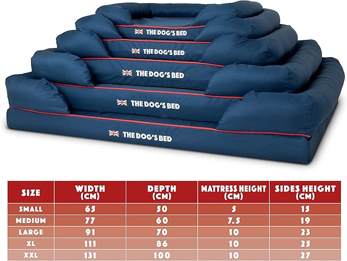Replacement Outer Cover for The Dog's Bed Orthopedic Memory Foam Dog Bed. Washable Oxford Fabric, Medium (Blue with Red Piping UK Embroidery Flag)