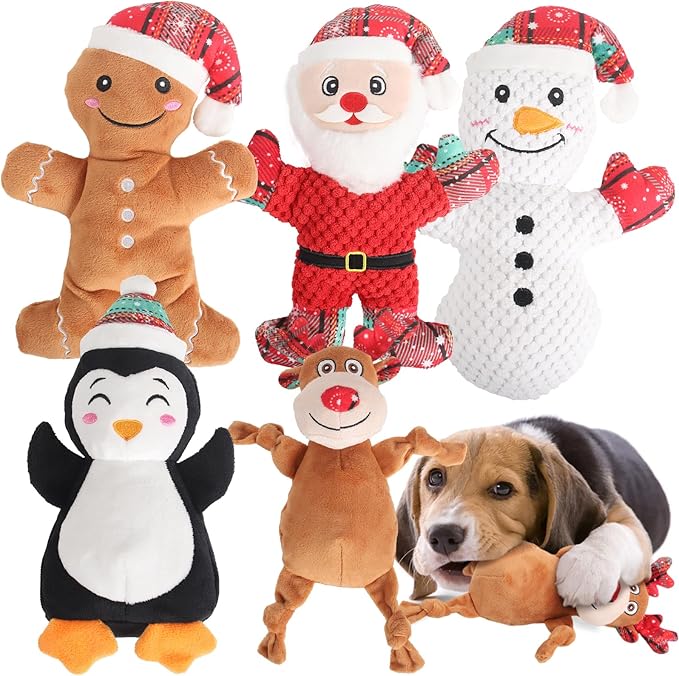 Dog Squeak Toys for Small, Medium & Large Dogs, Tough Chew Toy for Teething & Chewing, Durable Interactive Puppy Gifts, 5-Pack