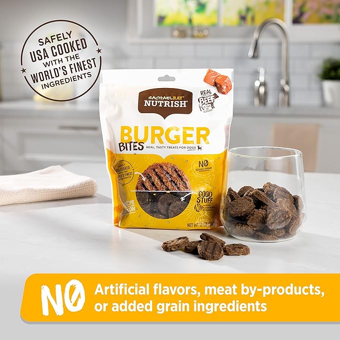 Nutrish Rachael Ray Burger Bites Beef Recipe with Bison Dog Treats, 12 oz. Pouch (Pack of 2)