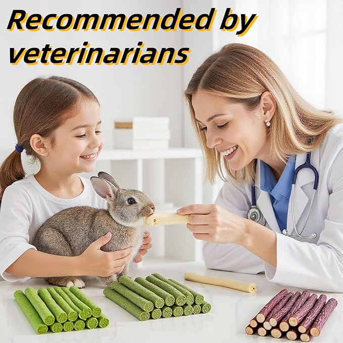 Rabbit Toys 285g/10.1oz Bunny Chew Treats Timothy Hay Sweet Bamboo Snack Guinea Pig Molar Branch Toy Apple Stick Alfalfa Food for Cleaning Teeth Grinding Dental for Hamster Squirrel Chinchilla